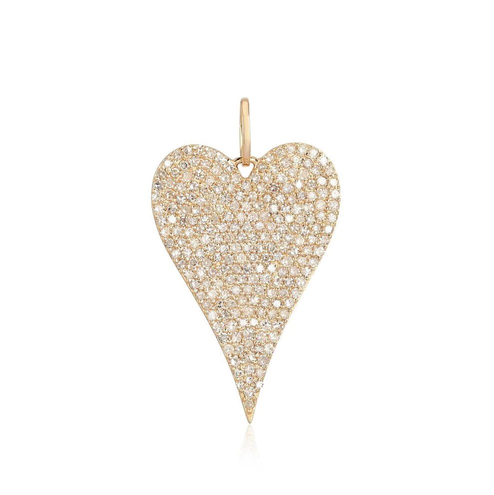 14K Gold Diamond Large Heart Charm - Nolita