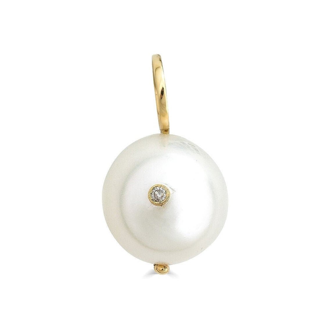 14K Gold Diamond Pearl Charm - Nolita