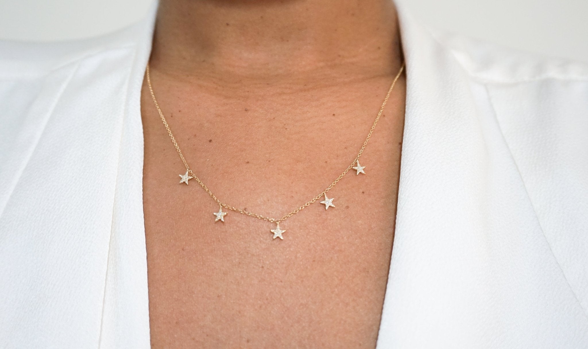 14K Gold Diamond Star Necklace - Nolita