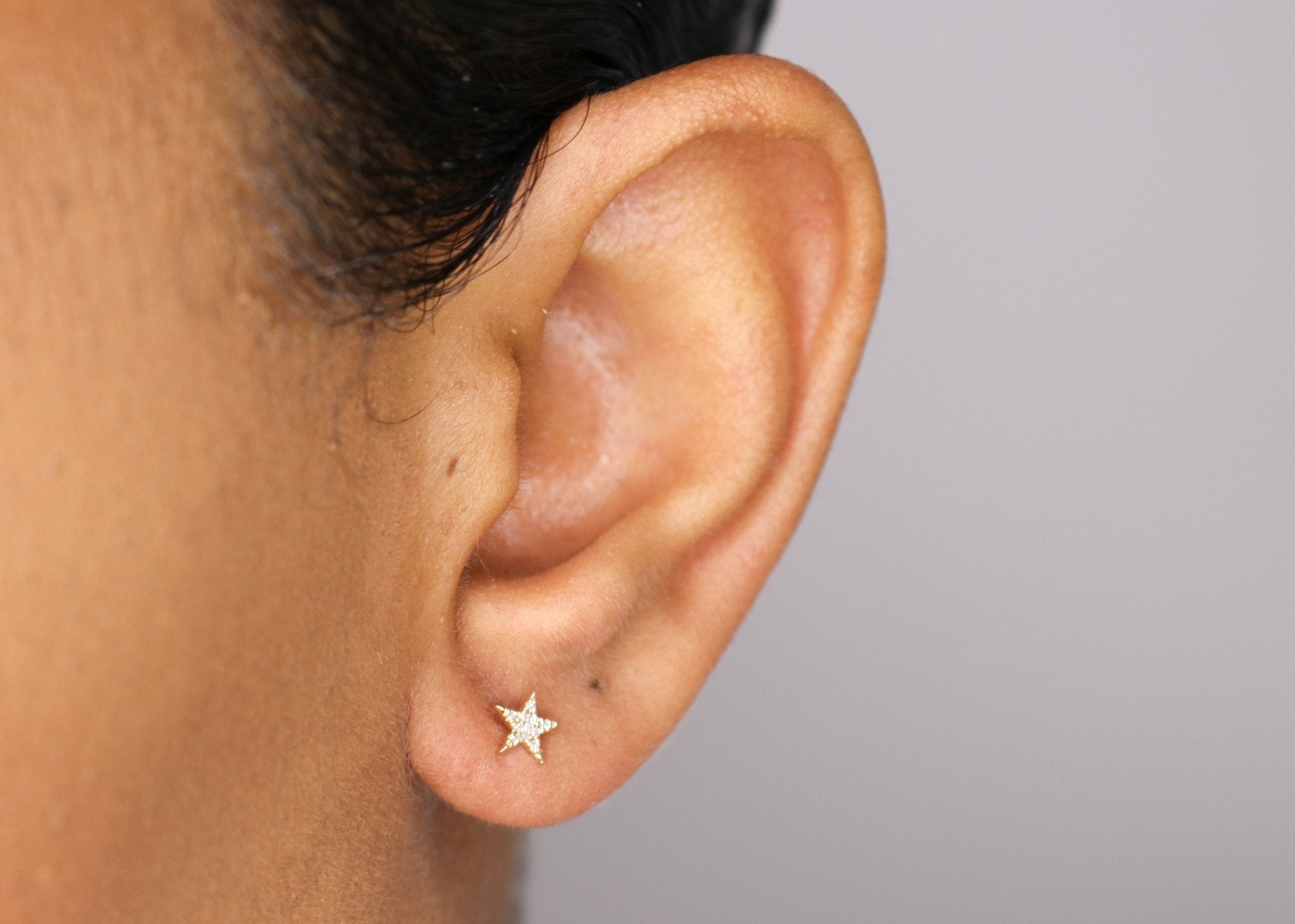 14K Gold Diamond Star Studs - Nolita