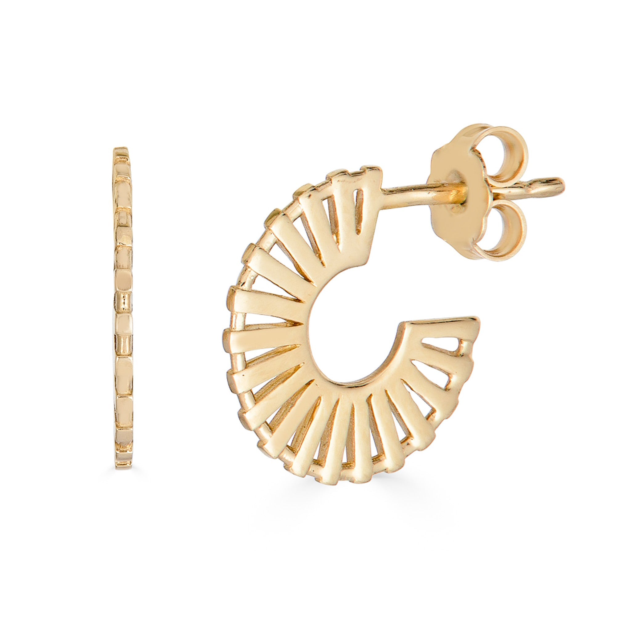 14K Gold Fan Hoop Earrings - Nolita