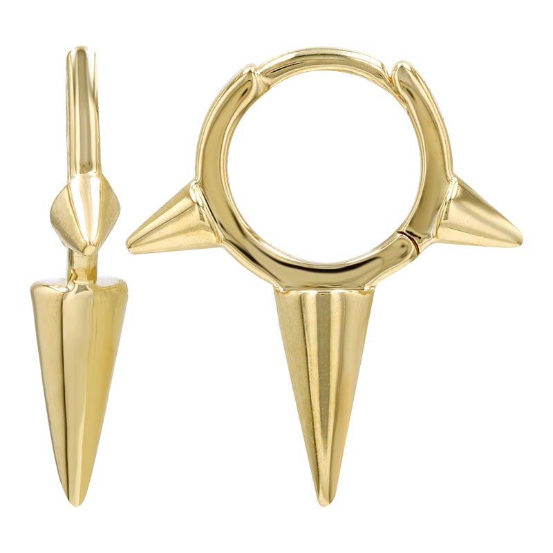 14K Gold Spike Huggie Earrings - Nolita