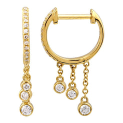 14K Gradual Dangle Diamond Hoop Earrings - Nolita