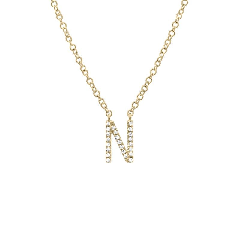 14K Initial Diamond Necklace - N - Nolita