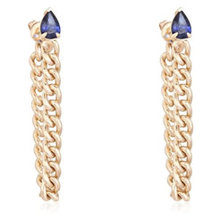 14K Pear Diamond Chain Earrings - Nolita
