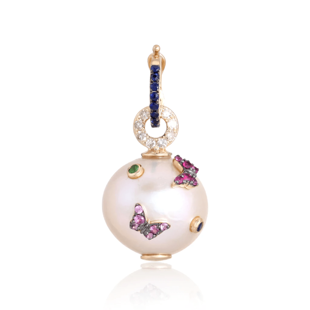 14K Pearl Butterfly Diamond Charm - Nolita
