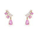 14K Pink Sapphire Pear Shape Diamond Earrings - Nolita