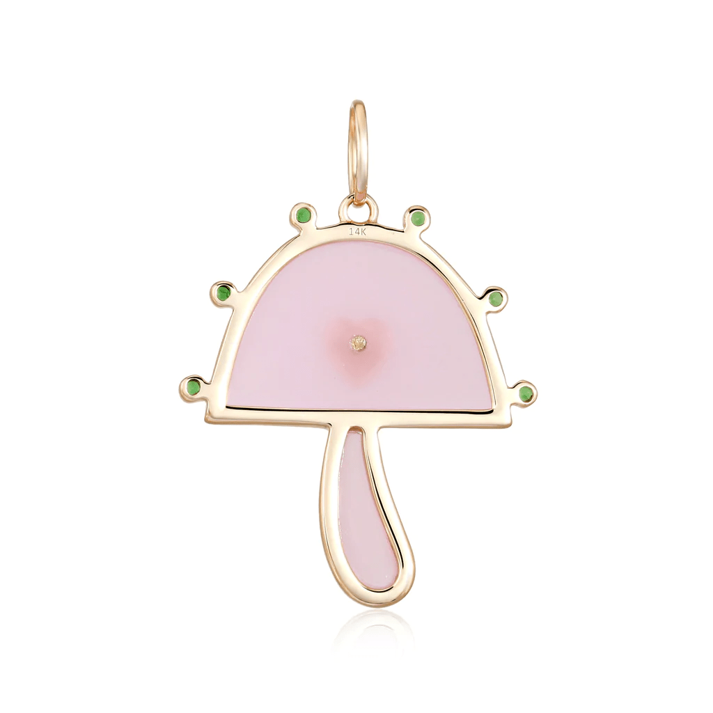 14K Rose Quartz Mushroom Charm - Nolita