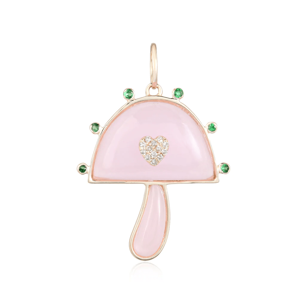 14K Rose Quartz Mushroom Charm - Nolita