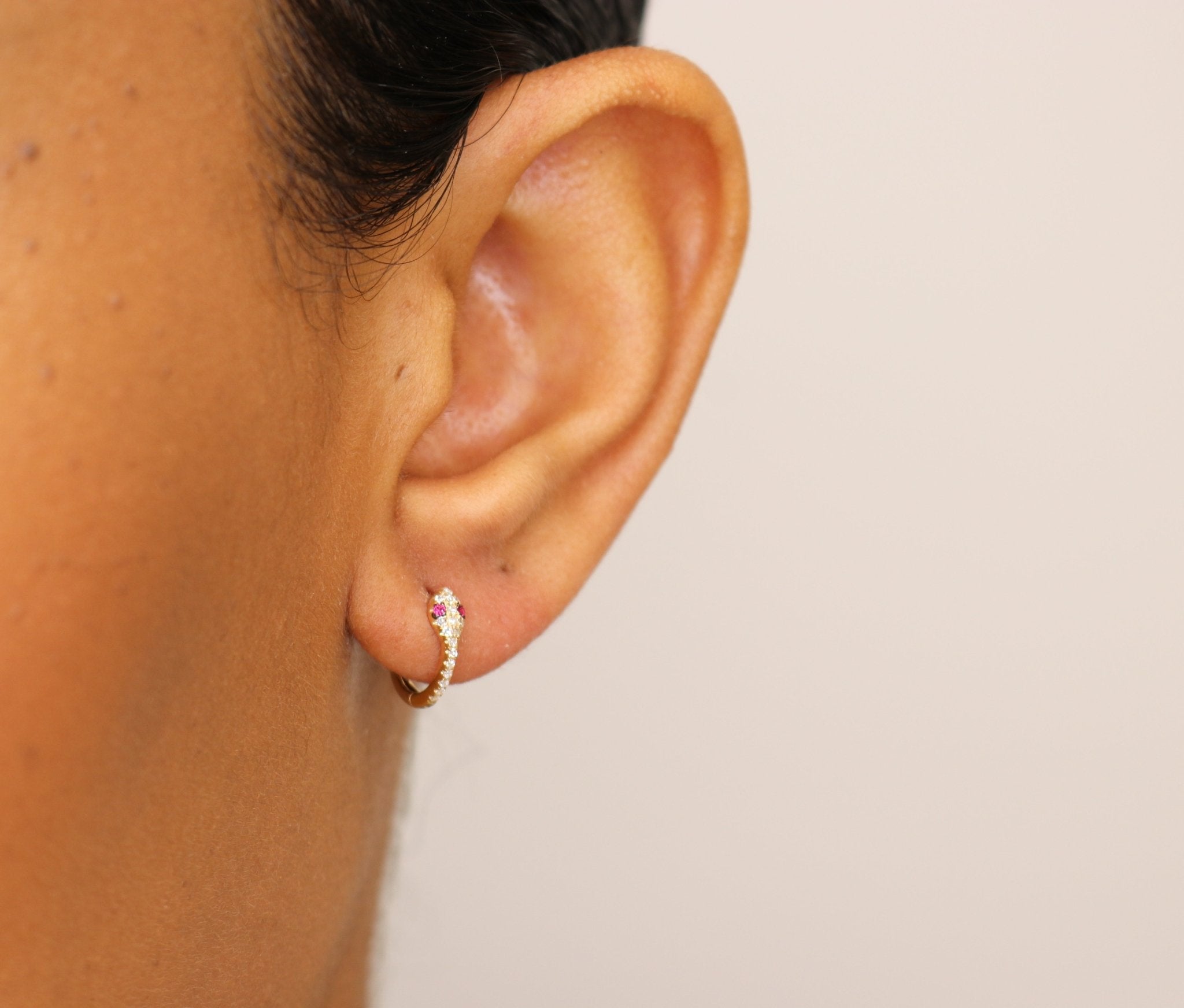 14K Ruby Diamond Snake Earrings - Nolita