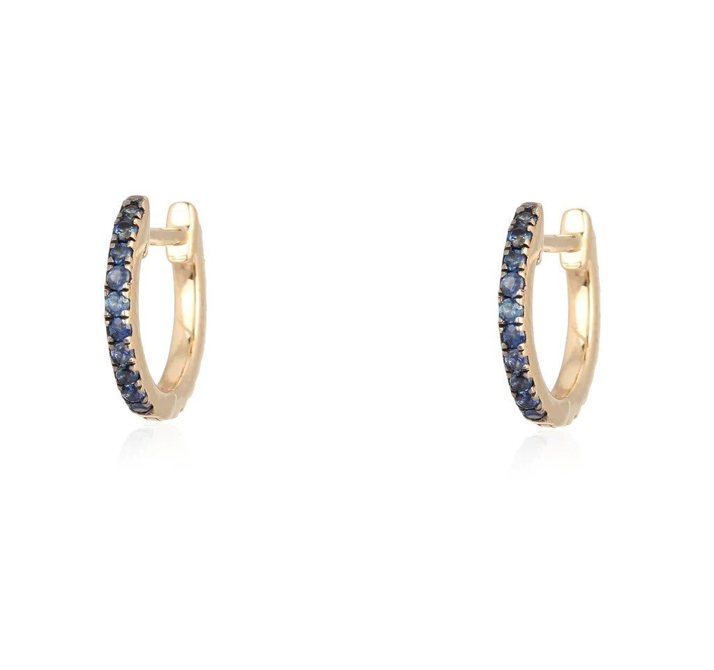 14K Sapphire and Diamond Double Sided Huggies - Nolita