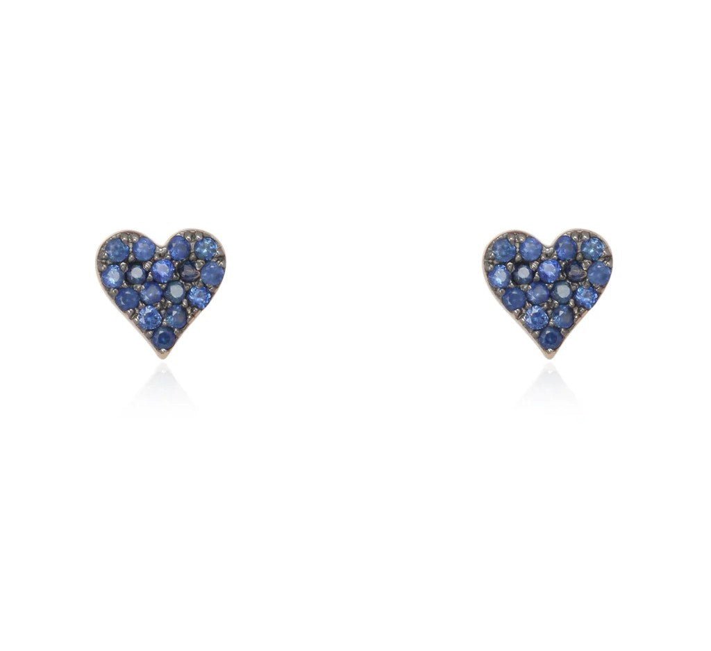 14K Sapphire Heart Stud Earrings - Nolita