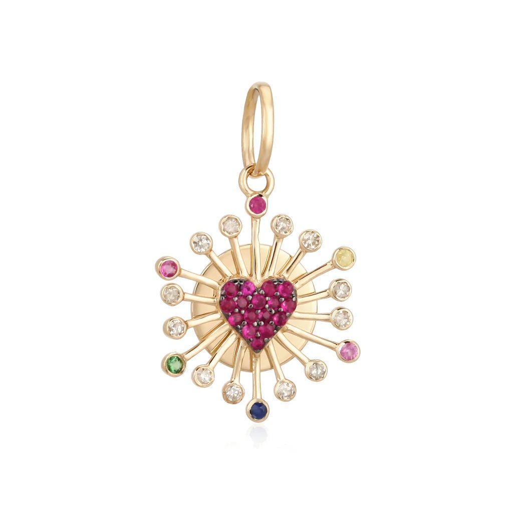 14K Sapphire Ruby Heart Charm - Nolita