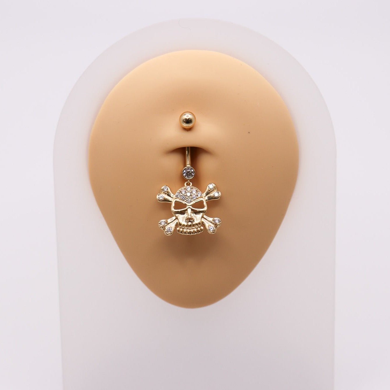 14K Skull CZ Belly Ring - Nolita