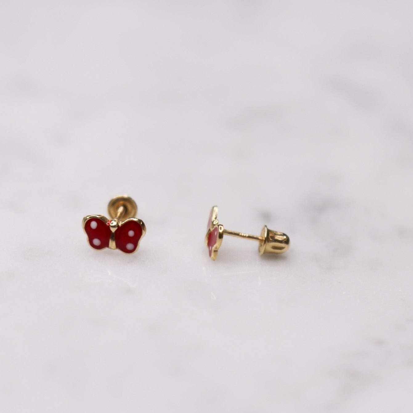 14K Small Enamel Dark Purple Butterfly Studs - Nolita