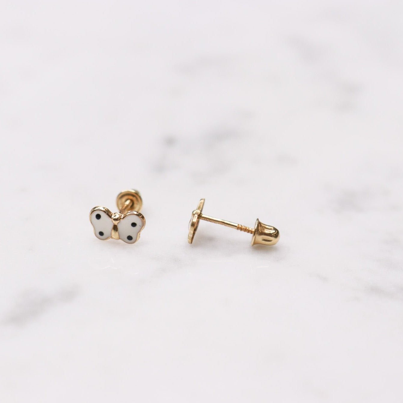 14K Small Enamel Dark Purple Butterfly Studs - Nolita