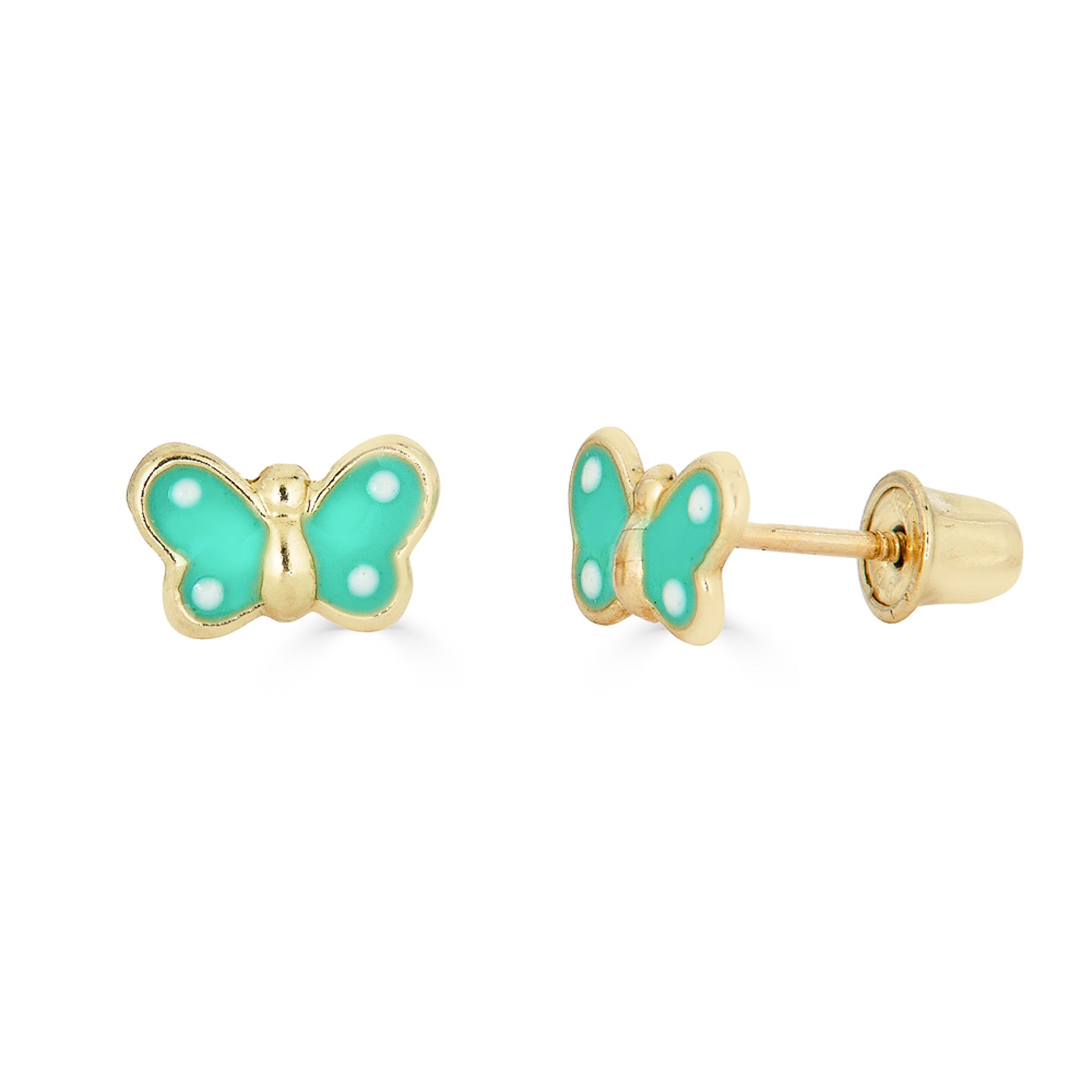 14K Small Enamel Green Butterfly Studs - Nolita