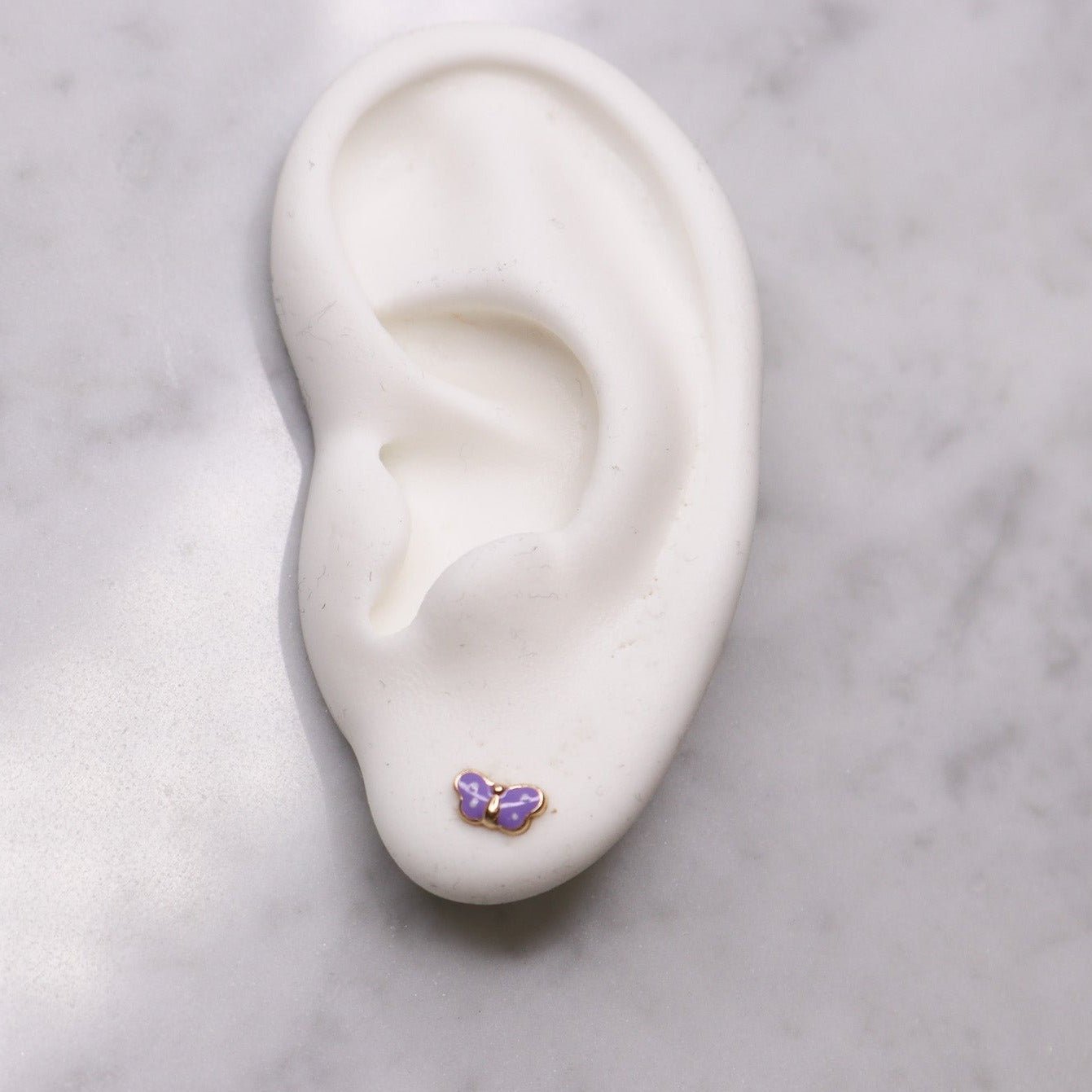 14K Small Enamel Light Purple Butterfly Studs - Nolita