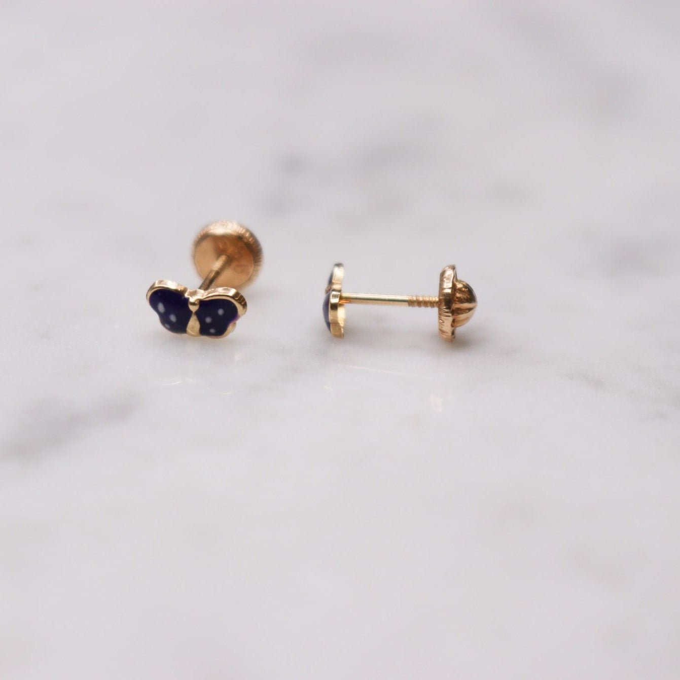 14K Small Enamel Red Butterfly Studs - Nolita