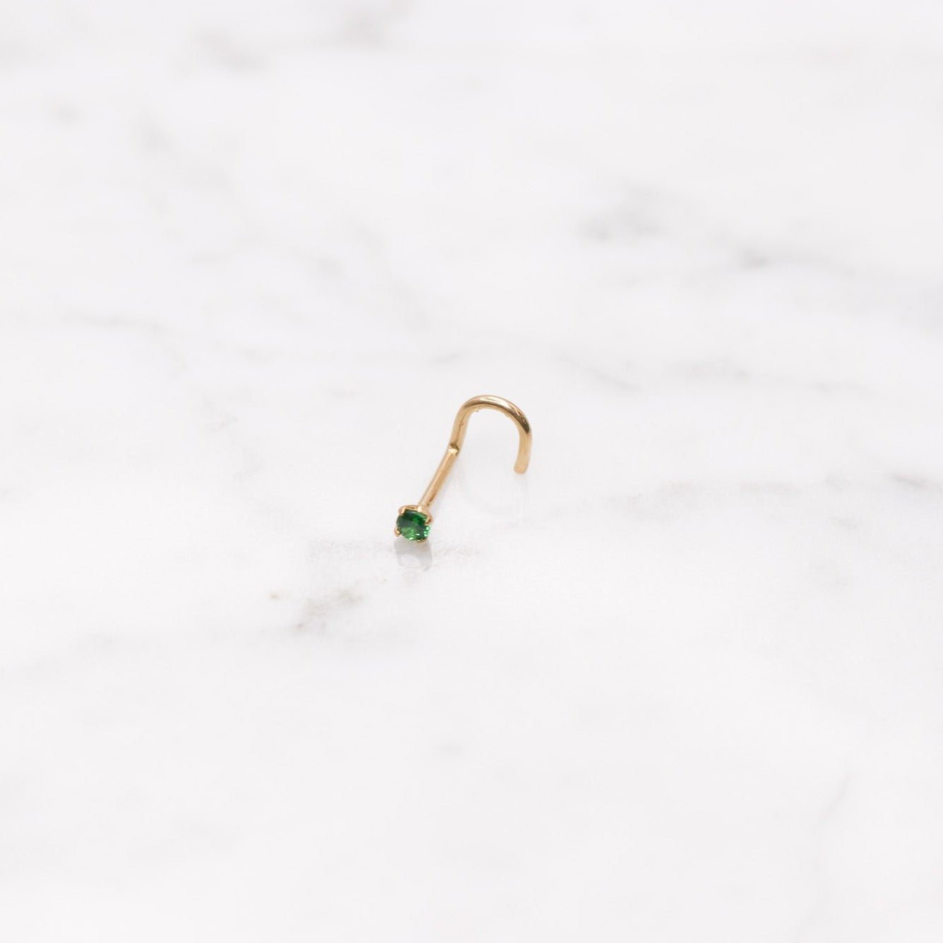 14K Solid Gold CZ Nose Stud - Nolita