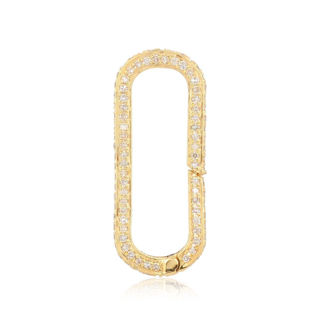 14K Solid Gold Large Diamond Enhancer Charm Pendant Lock - Nolita