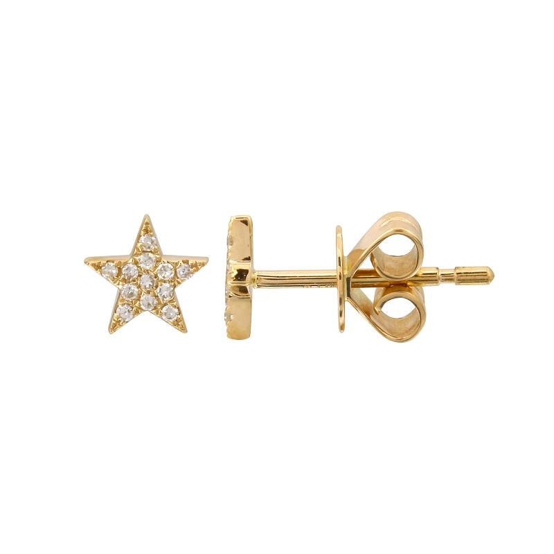 14K Star Gold Diamond Stud Earrings - Nolita
