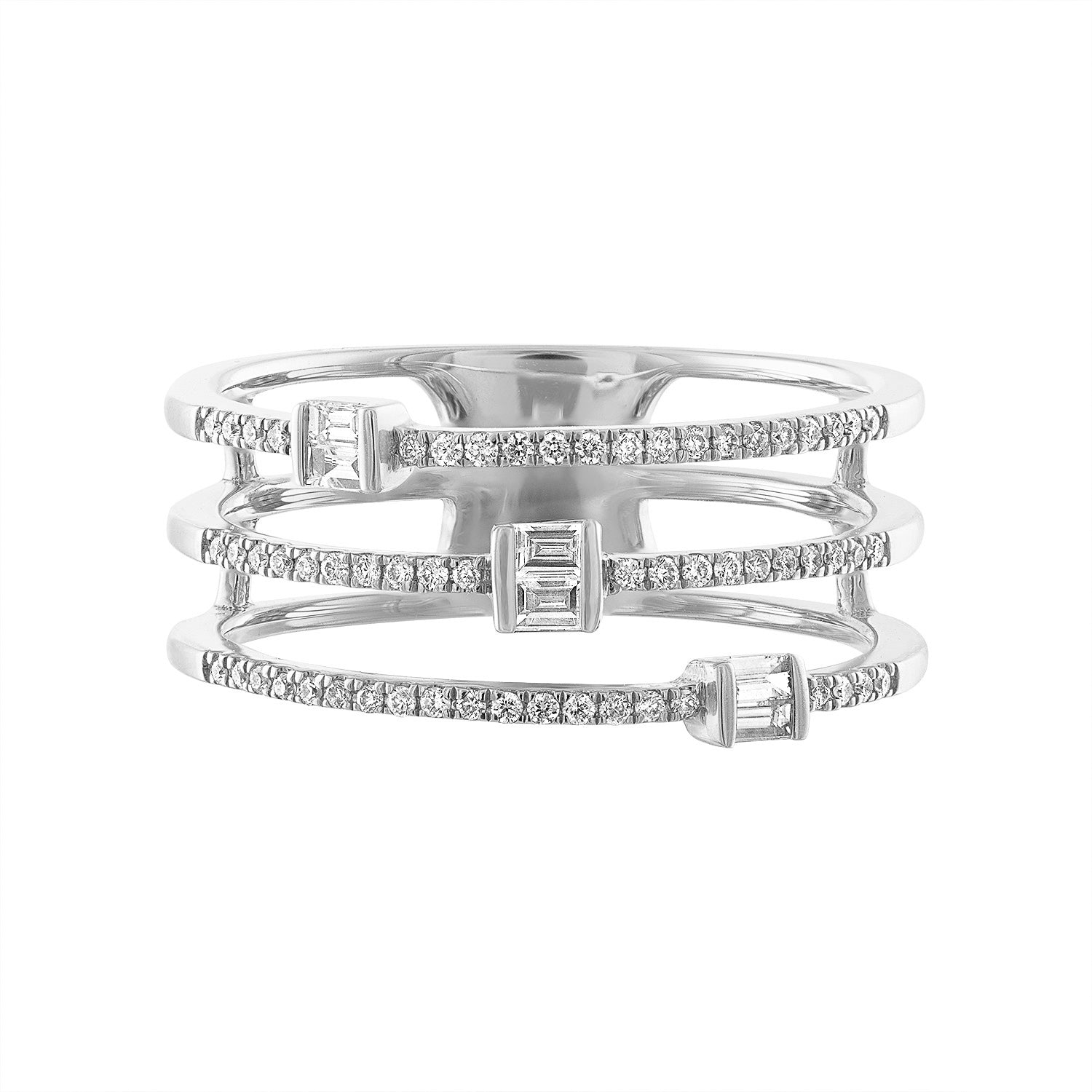 14K Triple Diamond Baguette Ring - Nolita