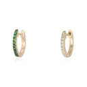 14K Tsavorite and Diamond Double Sided Huggies - Nolita