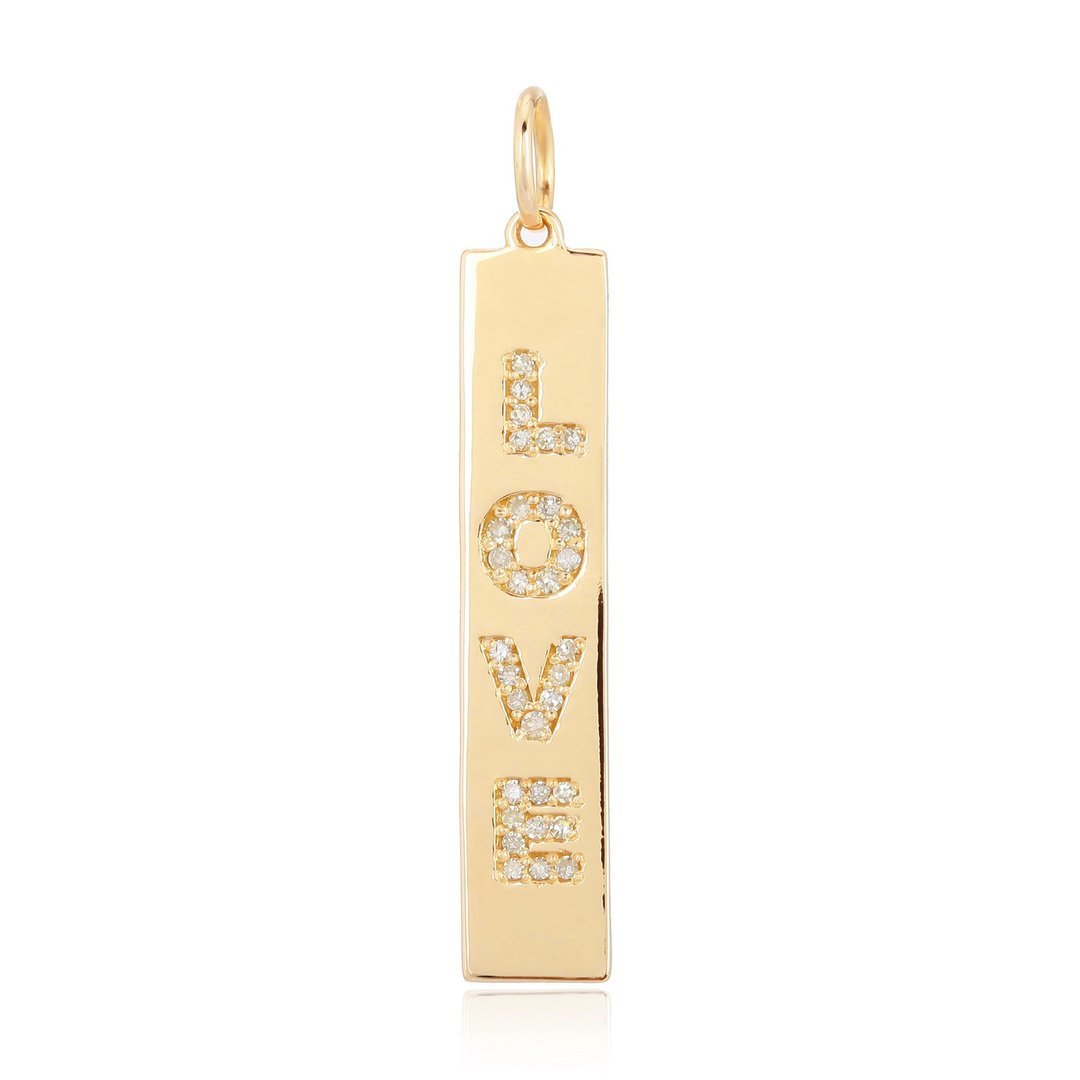 14K Vertical Love Bar Charm - Nolita