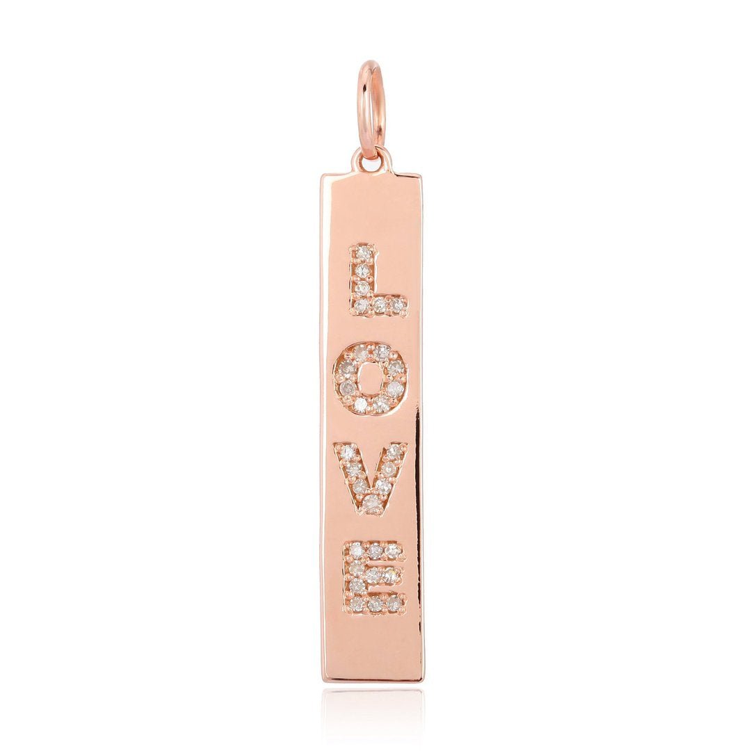 14K Vertical Love Bar Charm - Nolita