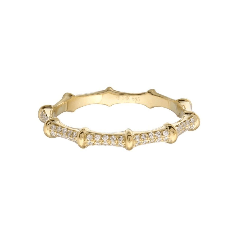 14K Yellow Gold Bamboo Diamond Ring