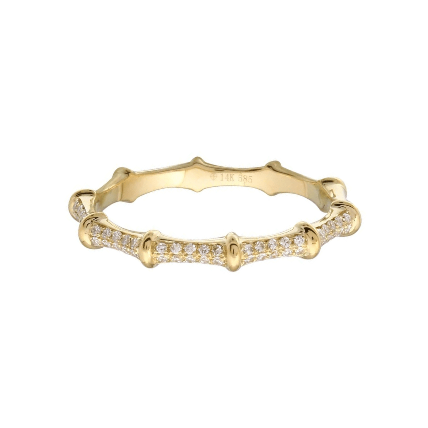 14K Yellow Gold Bamboo Diamond Ring - Nolita