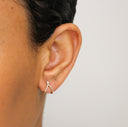 14K Yellow Gold Diamond Lobe Stud Earrings - Nolita