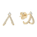 14K Yellow Gold Diamond Lobe Stud Earrings - Nolita