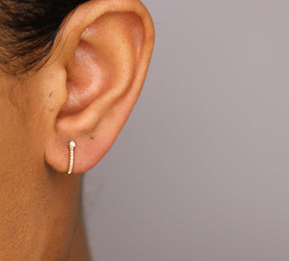 14k Diamond Hook Stud Earrings - Nolita