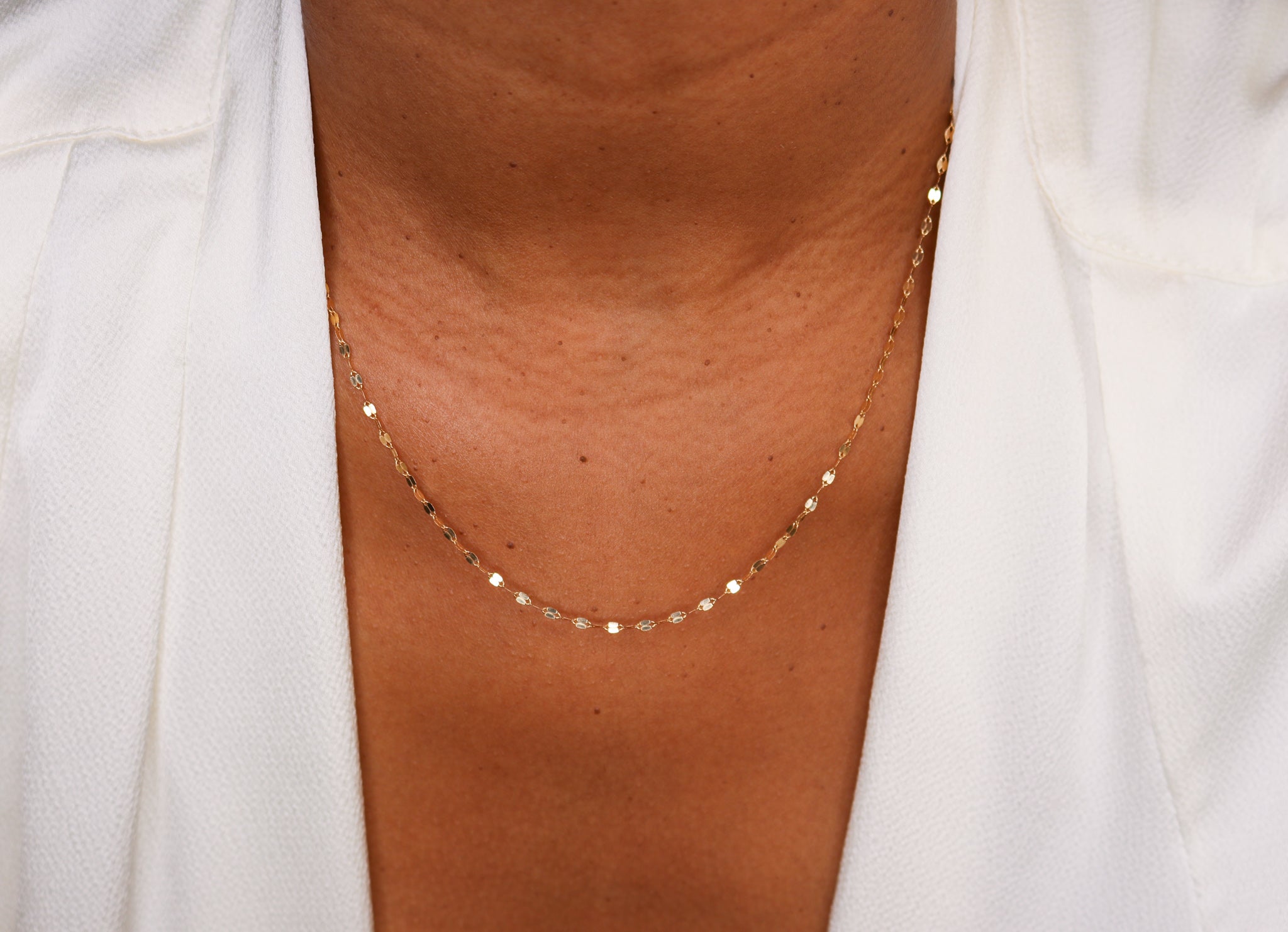 14k Gold Mirror Chain Link Necklace - Nolita