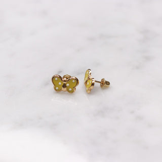 14K Large Enamel Blue Butterfly Studs