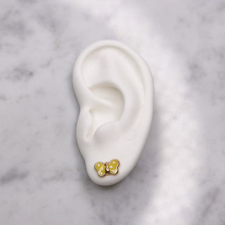 14K Large Enamel Yellow Butterfly Studs