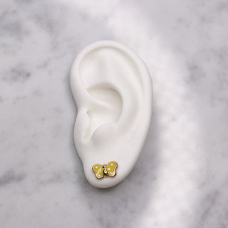 14K Large Enamel Pink Butterfly Studs