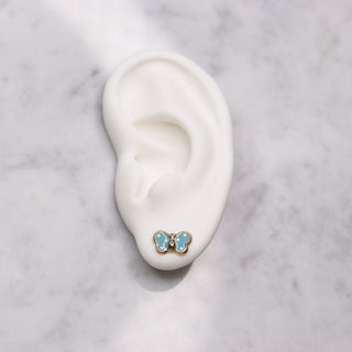 14K Large Enamel Yellow Butterfly Studs
