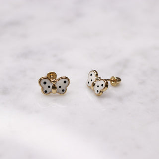 14K Large Enamel Yellow Butterfly Studs