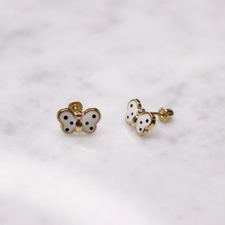 14K Large Enamel Blue Butterfly Studs