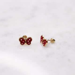 14K Large Enamel Blue Butterfly Studs
