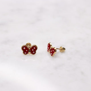 14K Large Enamel Pink Butterfly Studs