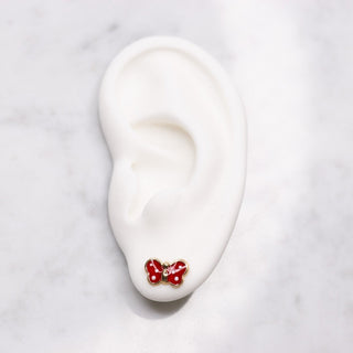 14K Large Enamel Pink Butterfly Studs
