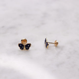 14K Large Enamel Yellow Butterfly Studs