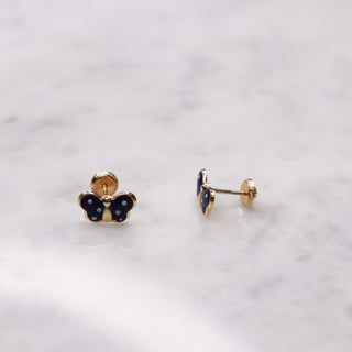 14K Large Enamel Pink Butterfly Studs