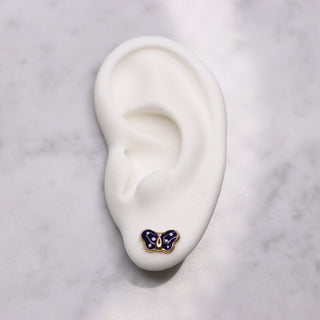 14K Large Enamel Yellow Butterfly Studs
