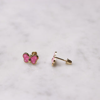 14K Large Enamel Yellow Butterfly Studs