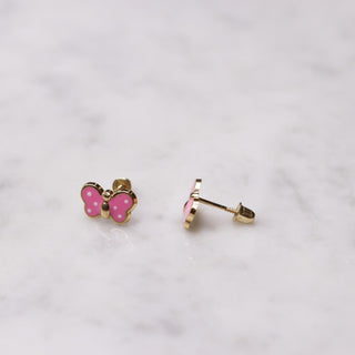 14K Large Enamel Blue Butterfly Studs